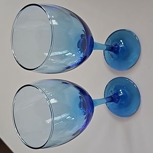 S/2 Bright Blue Red Wine Glasses